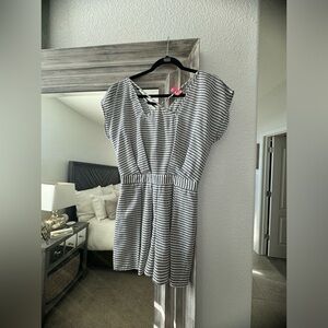BCBGeneration, romper, denim/white stripe, small